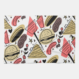 Paño De Cocina Doodle de hamburguesa de hot dog BBQ de cumpleaños