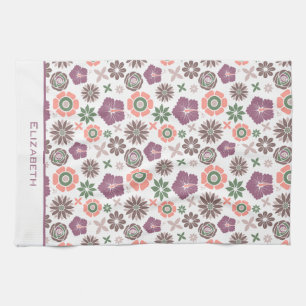 Paño De Cocina Doodle floral sin soldadura patrón nombre personal