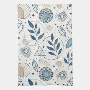 Paño De Cocina Doodle geométrico botánico azul