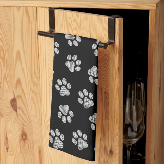Paño De Cocina Doodle Paws, Patas de Perro, Patas Blancas (Pliegue de tercios)