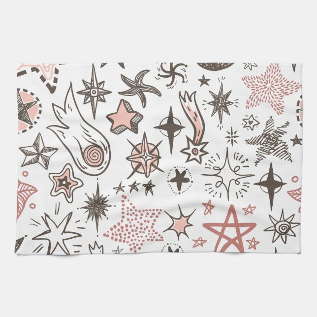 Paño De Cocina Doodles cósmicos: estrellas y cometas (Horizontal)