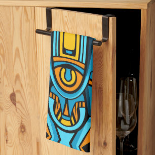 Paño De Cocina Doodles de espejo naranja amarillo azul