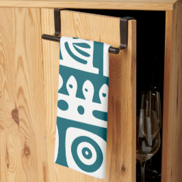 Paño De Cocina Doodles verde azulados y blancos oscuros 1 de 4