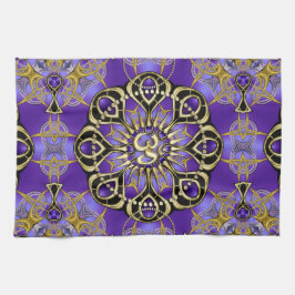 Paño De Cocina Dorado OM Purple Mandala Decoración residencial si