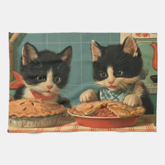 Paño De Cocina Dos adorables gatitos esmoquin horneando tartas