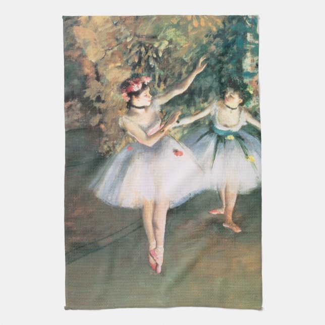 Paño De Cocina Dos bailarinas en escena de Edgar Degas, arte vint (Vertical)