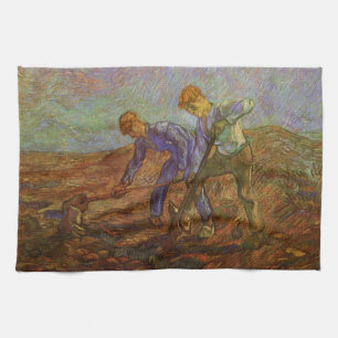 Paño De Cocina Dos campesinos cavando de Vincent van Gogh