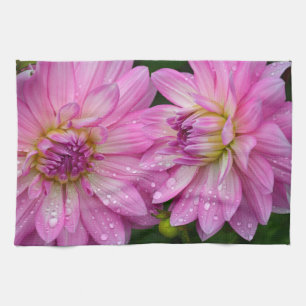 Paño De Cocina Dos flores de dahlia rosa