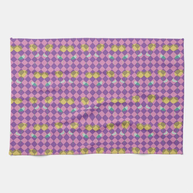 Paño De Cocina Dos Flores Diamantes (Horizontal)