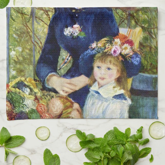 Paño De Cocina Dos hermanas (en la terraza) de Pierre Renoir (Doblado)