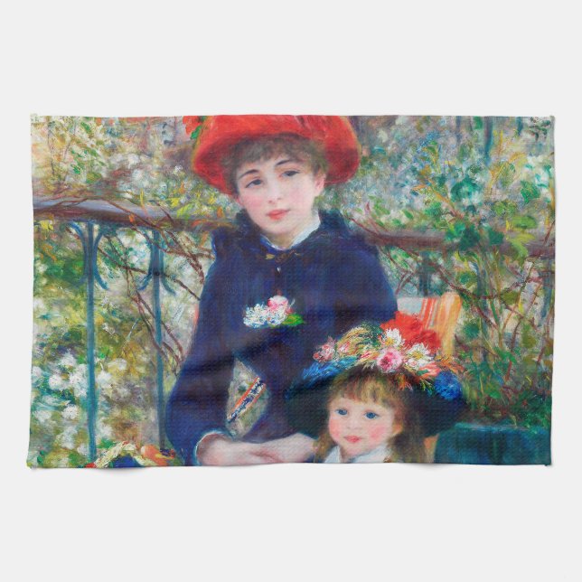 Paño De Cocina Dos hermanas - Pintura impresionista de Renoir 188 (Horizontal)