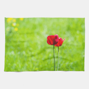 Paño De Cocina Dos tulipanes rojos