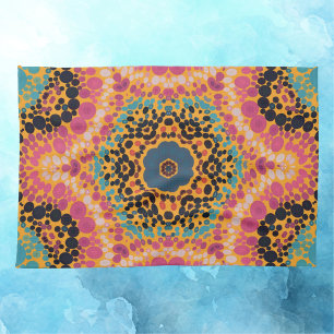 Paño De Cocina Dot Mandala Azul rosa Negro y Amarillo