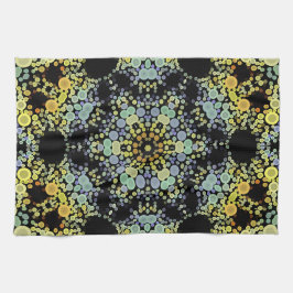 Paño De Cocina Dot Mandala Flor amarillo azul y gris