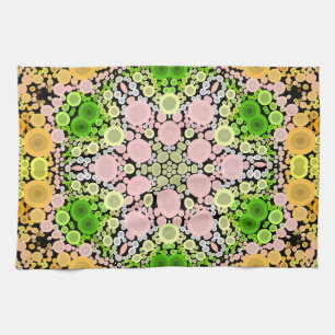 Paño De Cocina Dot Mandala Flor Amarillo Verde y Rosa