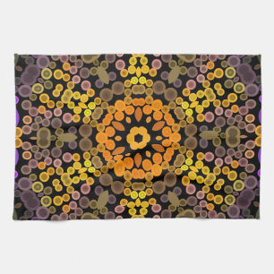 Paño De Cocina Dot Mandala Flor Amarillo y Púrpura