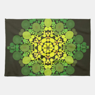 Paño De Cocina Dot Mandala Flor Amarillo y Verde