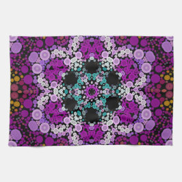 Paño De Cocina Dot Mandala Flor Azul rosa y amarillo