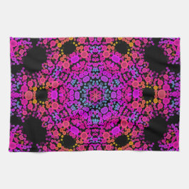 Paño De Cocina Dot Mandala Flor Azul rosa y Naranja