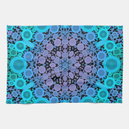 Paño De Cocina Dot Mandala Flor Azul Verde y Púrpura