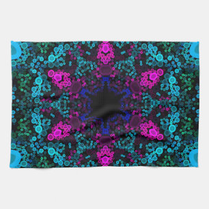 Paño De Cocina Dot Mandala Flor Azul Verde y rosa