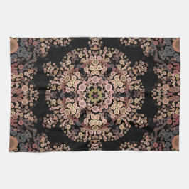 Paño De Cocina Dot Mandala Flor Marrón y gris