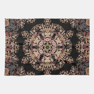 Paño De Cocina Dot Mandala Flor Marrón y gris
