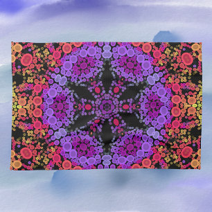 Paño De Cocina Dot Mandala Flor morado Naranja y amarillo