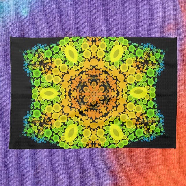 Paño De Cocina Dot Mandala Flor Naranja Amarillo Verde y Azul (Subido por el creador)