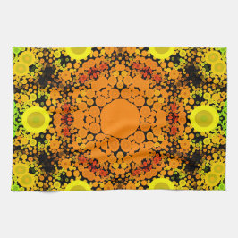 Paño De Cocina Dot Mandala Flor Naranja Amarillo y Verde