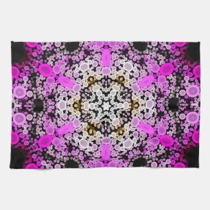 Paño De Cocina Dot Mandala Flor rosa y blanco