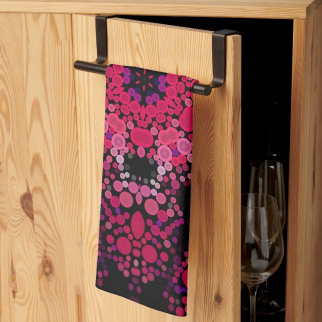 Paño De Cocina Dot Mandala Flor rosa y morado (Pliegue de tercios)