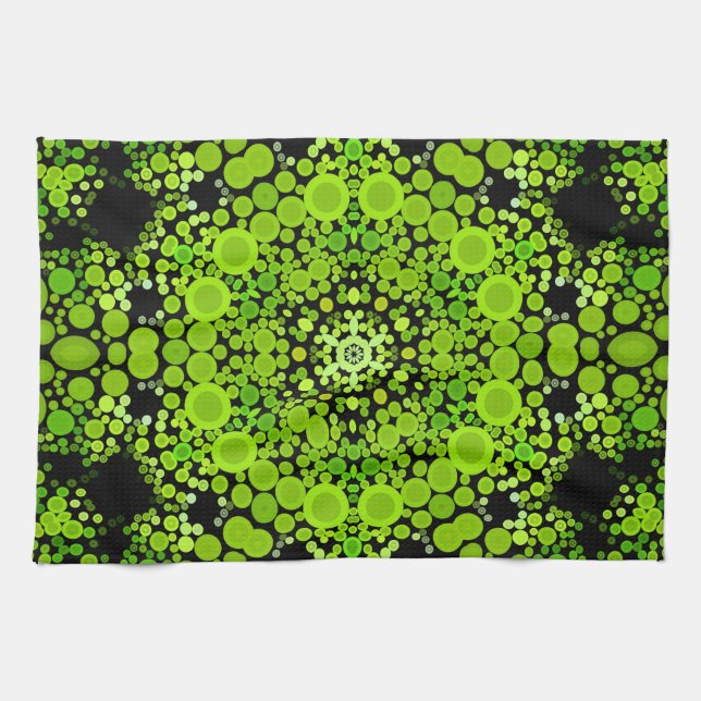Paño De Cocina Dot Mandala Flor Verde (Horizontal)