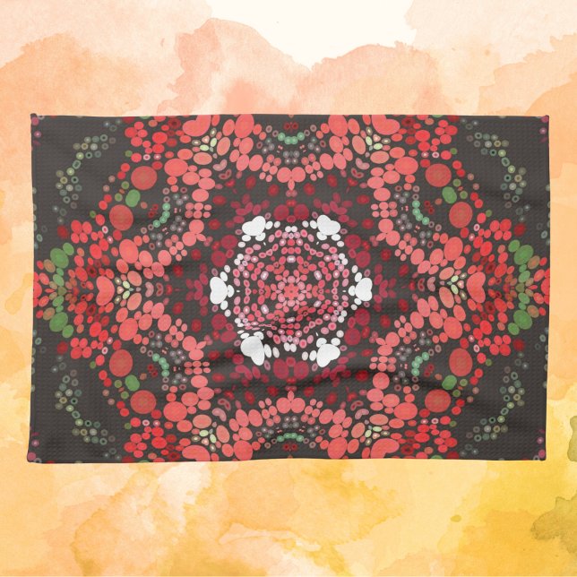 Paño De Cocina Dot Mandala Verde Rojo y Blanco (Subido por el creador)