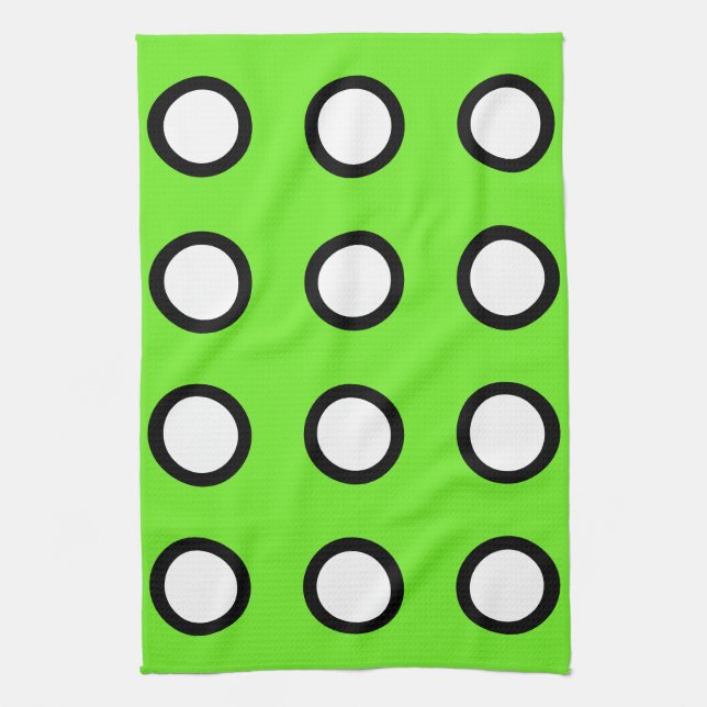 Paño De Cocina Dots Green White Black 4Mel (Vertical)