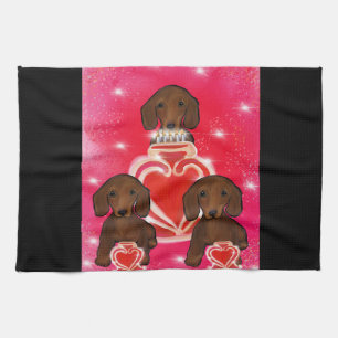 Paño De Cocina Doxies rojos