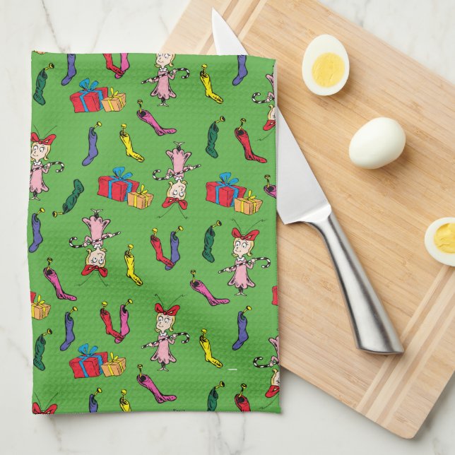 Paño De Cocina Dr. Seuss | Grinch | Cindy-Lou Patrón (Doblado Cuarto)