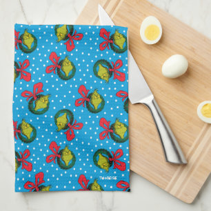 Paño De Cocina Dr. Seuss Grinch Patrón de corona de Navidad