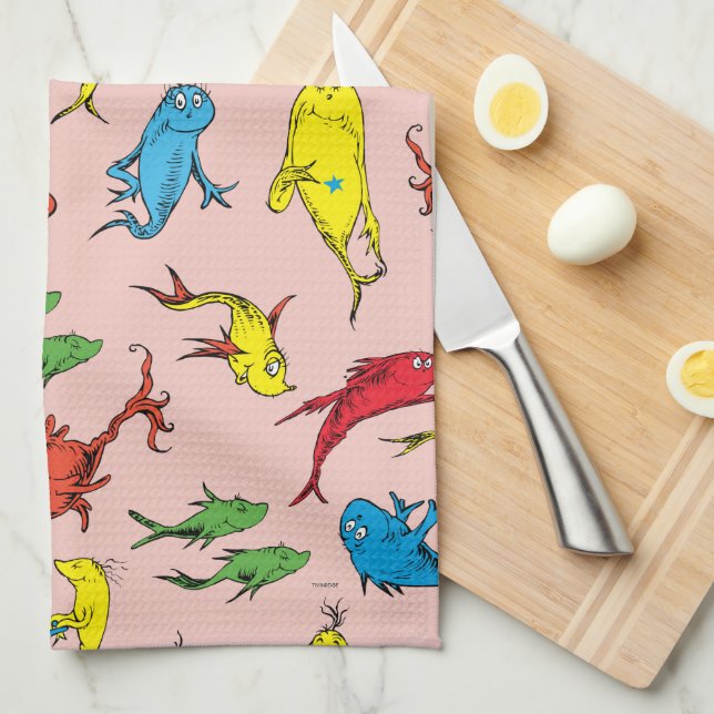 Paño De Cocina Dr. Seuss | Patrón de Un pez dos peces (Doblado Cuarto)