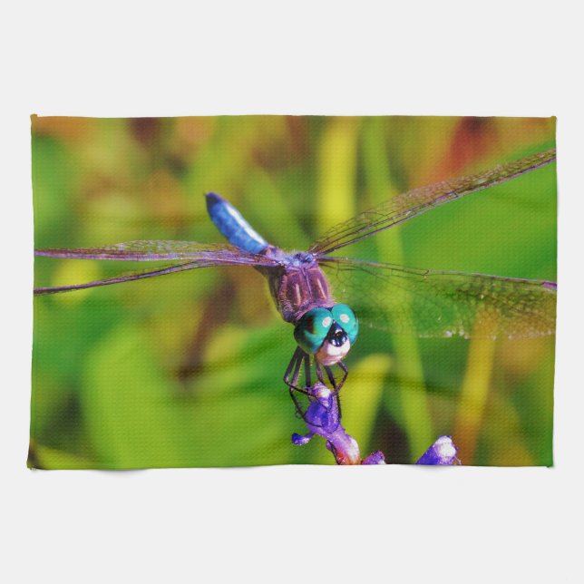 Paño De Cocina Dragón arcoiris verde azulado (Horizontal)
