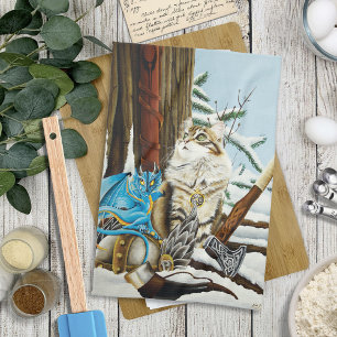Paño De Cocina Dragón azul Viking Cat