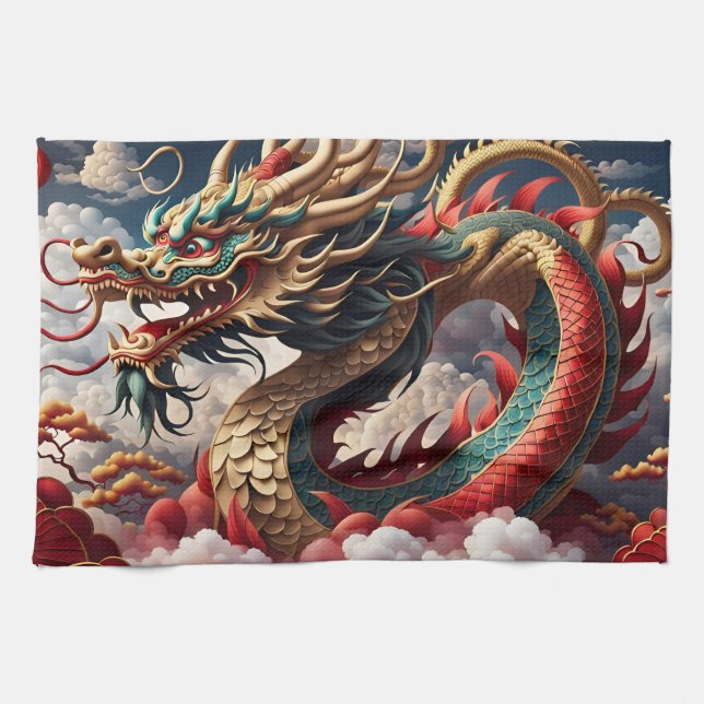 Paño De Cocina Dragón chino de Año Nuevo 2024 KitchT04 (Horizontal)