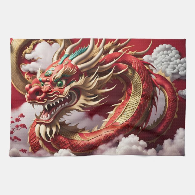 Paño De Cocina Dragón chino de Año Nuevo 2024 KitchT05 (Horizontal)