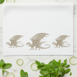 Paño De Cocina Dragón de mosaico asombroso oro