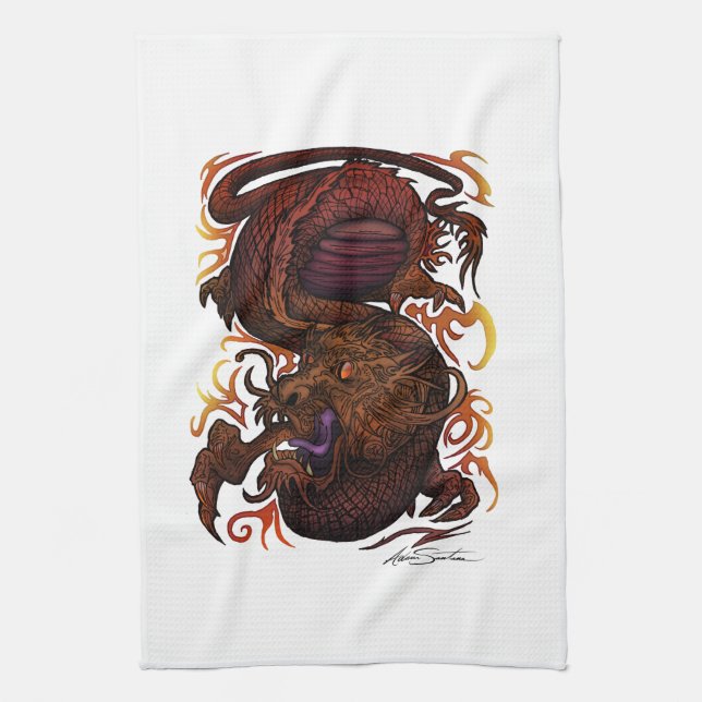 Paño De Cocina Dragón (diseño de la firma) (Vertical)
