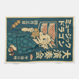 Paño De Cocina Dragón japonés retro