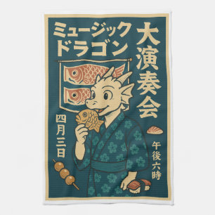 Paño De Cocina Dragón japonés retro