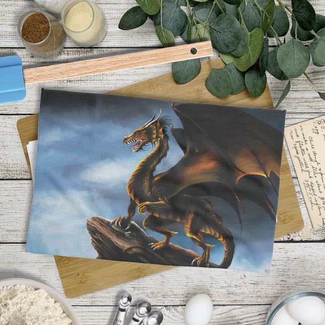 Paño De Cocina Dragón negro de oro de cobre (Subido por el creador)