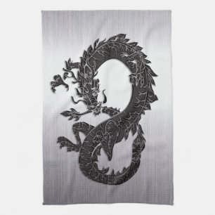 Paño De Cocina Dragón oriental negro