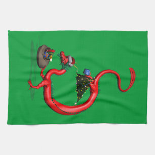 Paño De Cocina Dragón oriental rojo